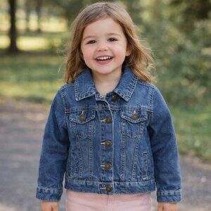 Carter's Denim Trucker Jacket Girls 4T Blue Cotton Medium Wash Button Front